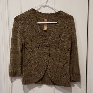 Brown knit button sweater cardigan